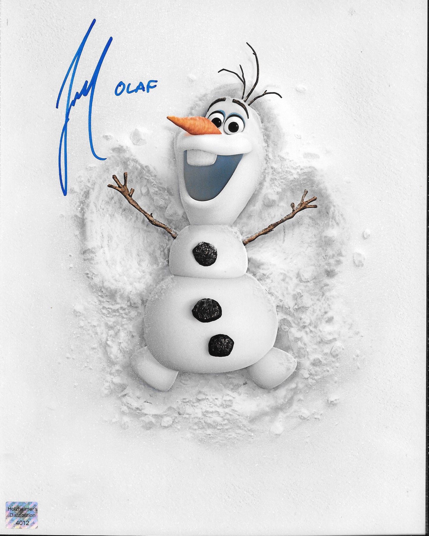 Josh Gad - Olaf 8inchx10inch AUTOGRAPH photo Frozen Blue-Sharpie