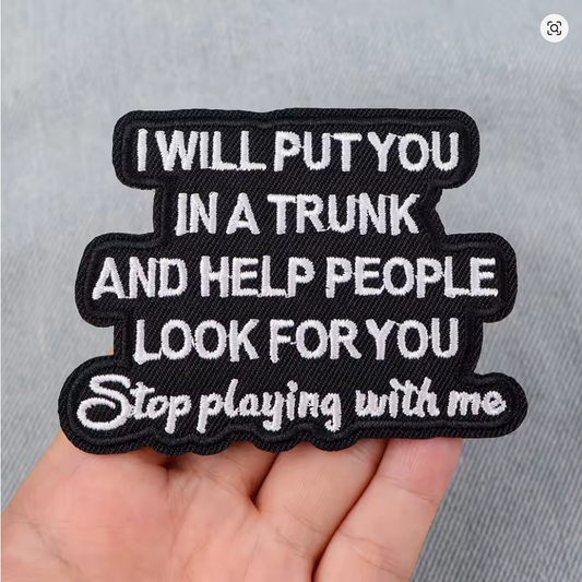 Sarcasm - I will put you in a truck - 2.5in x 1.75 in Iron-on Patch NEW