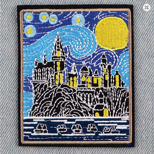 Harry Potter Van Gogh Castle 2.75 in x 3 inch Iron-on Patch NEW