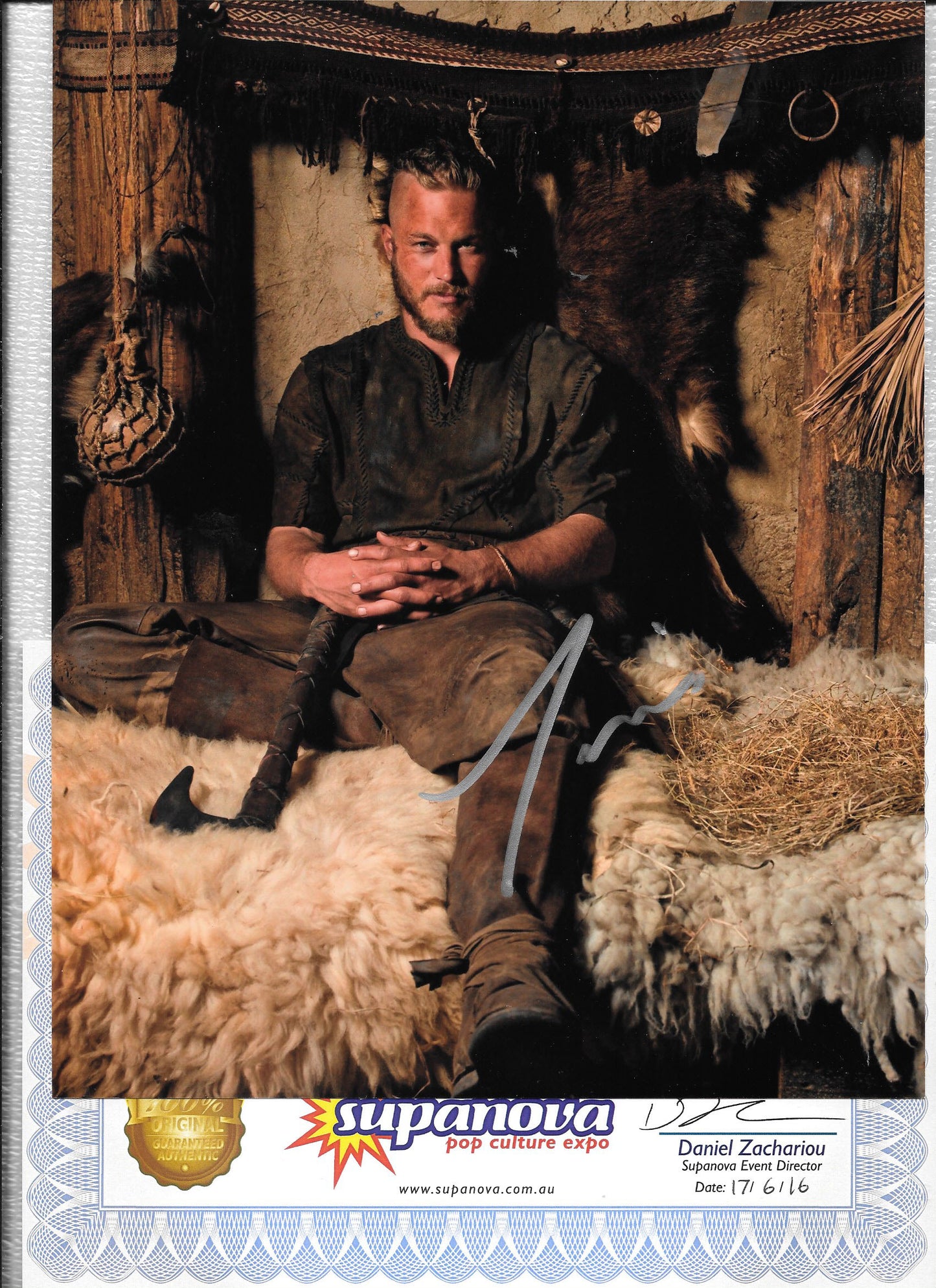 Travis Fimmel "Ragnar" 8in x 10in AUTOGRAPH Photo - Silver-sharpie SUPERNOVA