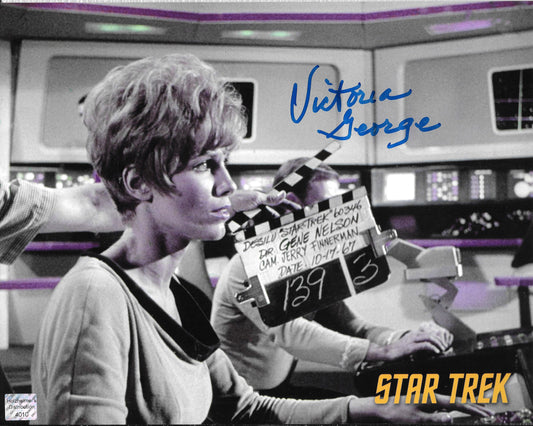 Victoria George (Ensign Jana Haines) 8inchx10inch AUTOGRAPH photo STAR Trek Blue-Sharpie