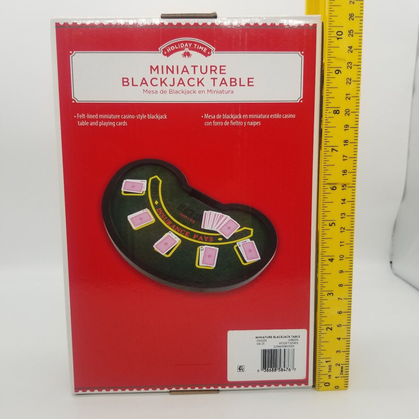 Holiday Time Miniature Blackjack Table Felt Lined Include Playing Cards - NIP