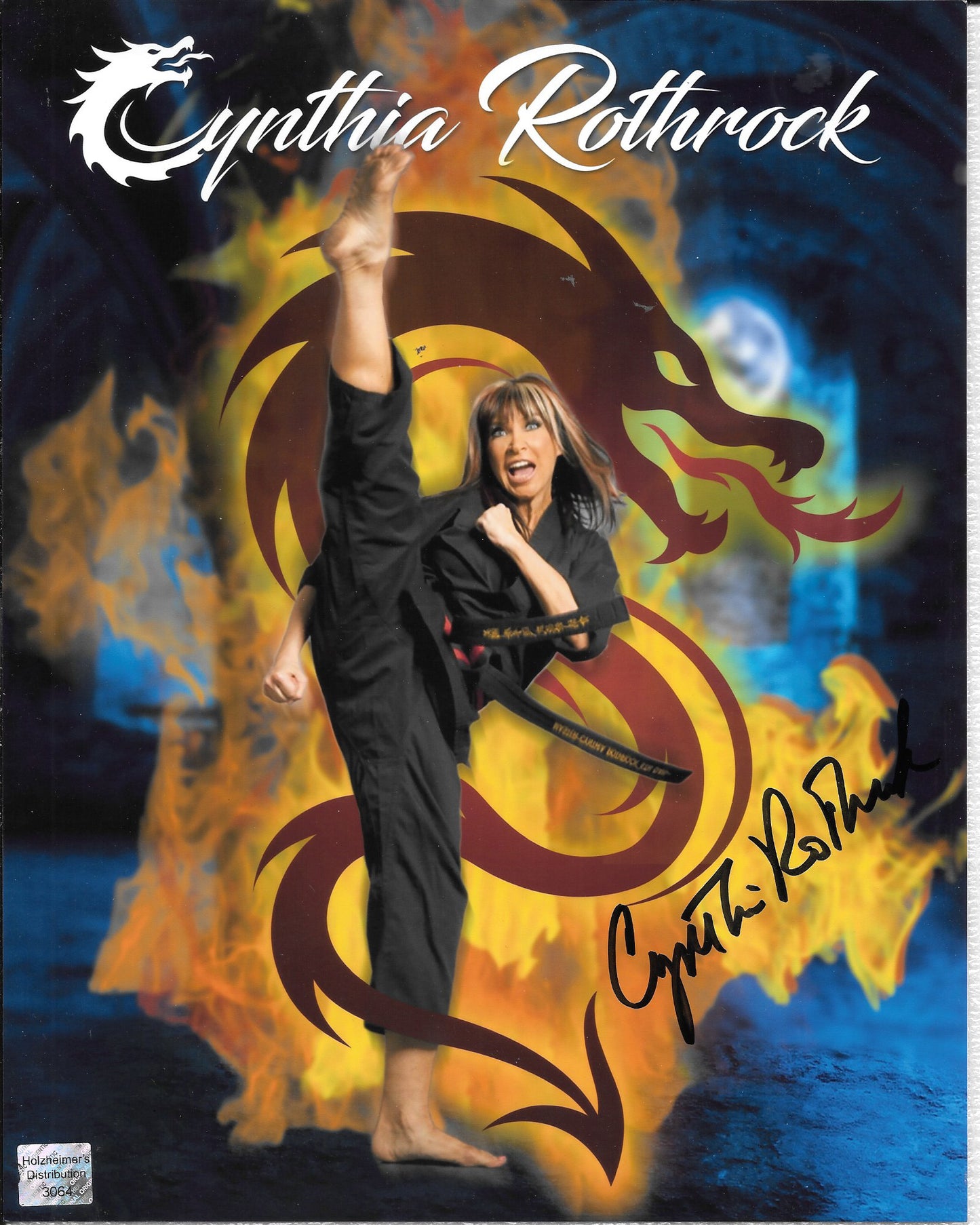 Cynthia Rothrock 8inchx10inch AUTOGRAPH photo Kicking away