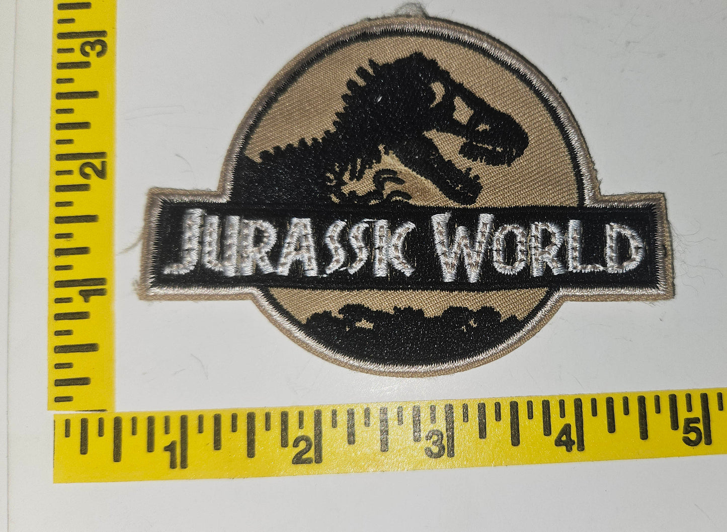 Jurassic World Logo Embroidered Patch, NEW TAN - JB Collection