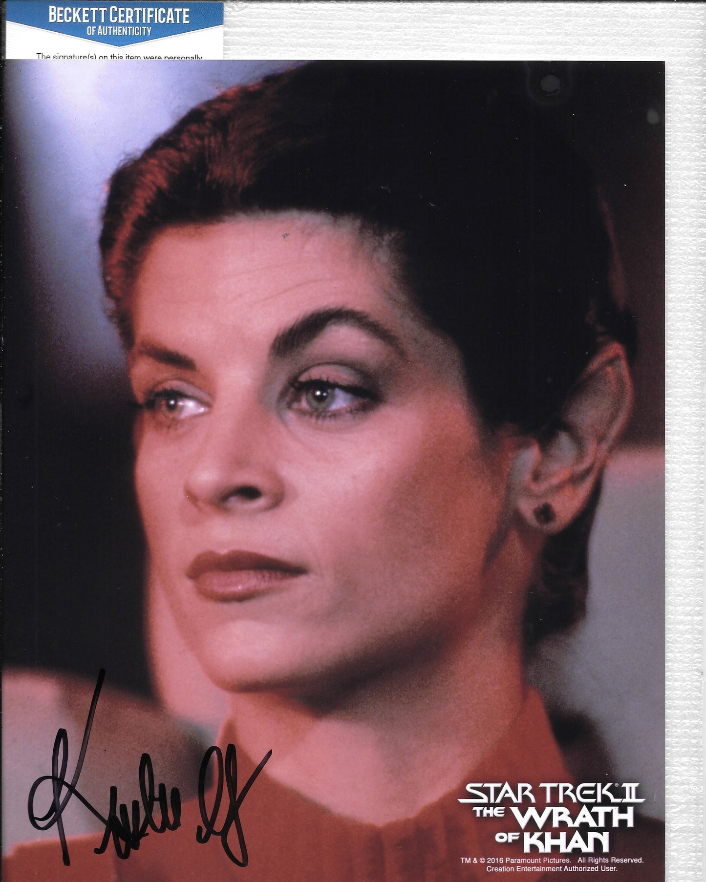 Kristie Alley 8in x 10in AUTOGRAPH Photo Star Trek AUTOGRAPH Black-sharpie