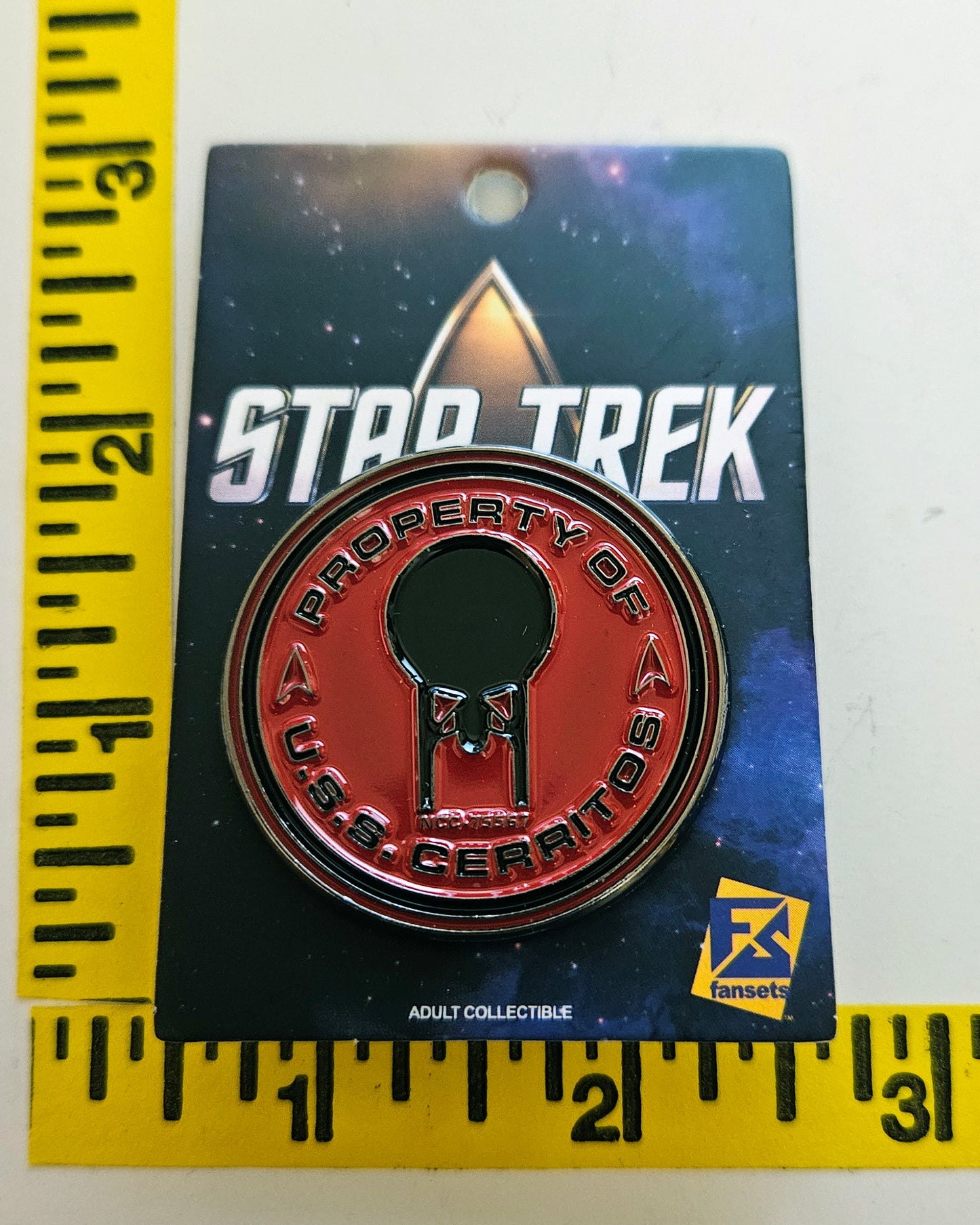 Star Trek Lower Decks "PROPERTY of the CERRITOS" Pin EXCLUSIVE from STLV 2024 RED
