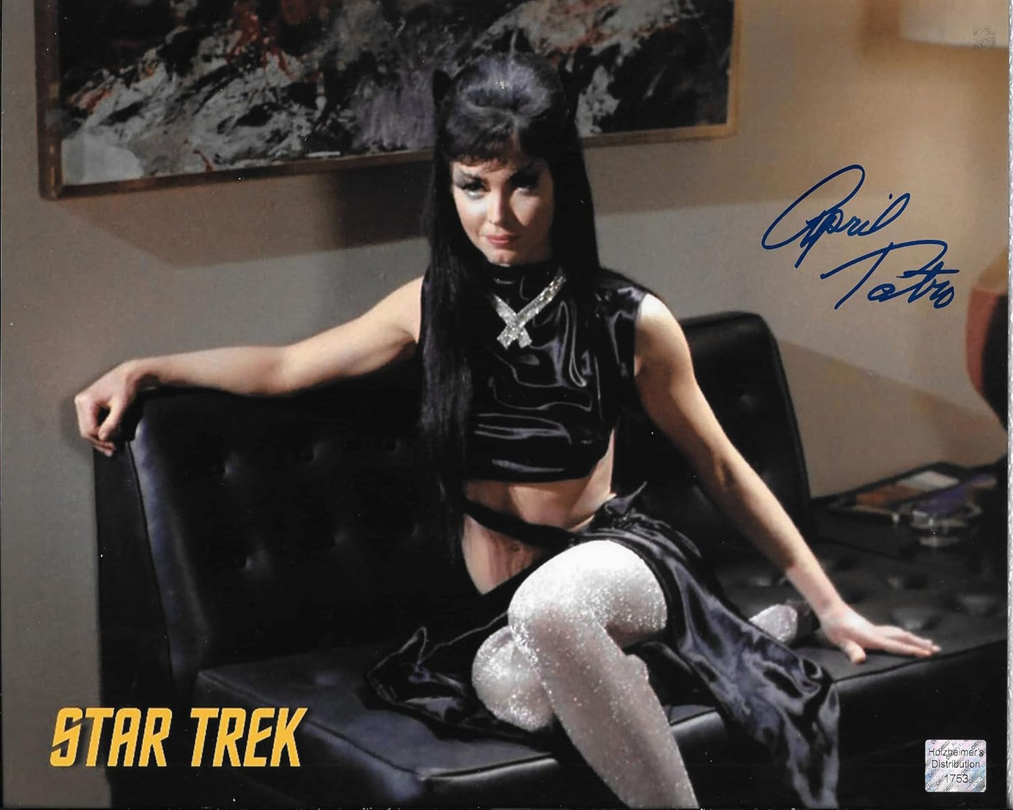 April Tatro - Isis-the-cat 8in x 10in AUTOGRAPH Photo Blue-Sharpie