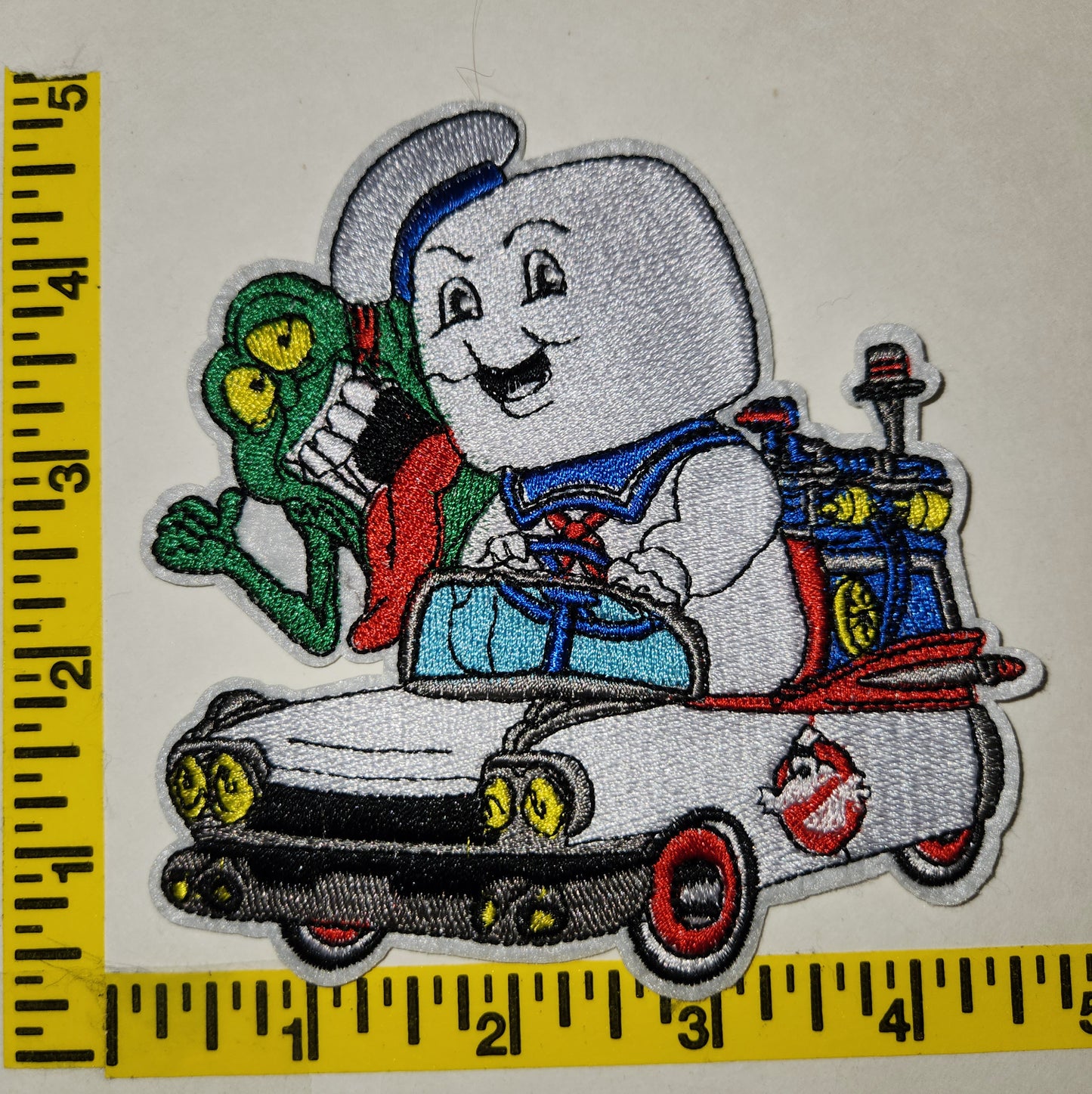 Ghostbusters Marshmallow Man & Slimer Embroidered Patch, NEW 4 inch x 4 inch New