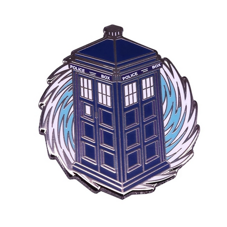 Tardis Style Dr Who Blue Pin - Enamel Pin Roughly 1 inch Round