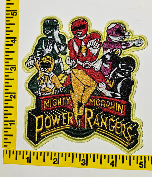 Power Rangers - Mighty Morphin  4.25 in x 4.75 inch Cut out Iron-on Patch NEW