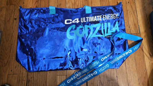 4C Ultimate Energy Tote Bag With GODZILLA Print NEW w Lanyard