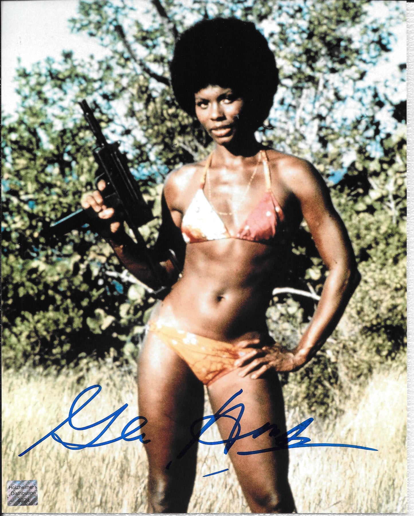 Gloria Hendry (Bond Girl) 8inchx10inch AUTOGRAPH photo Blue-sharpie