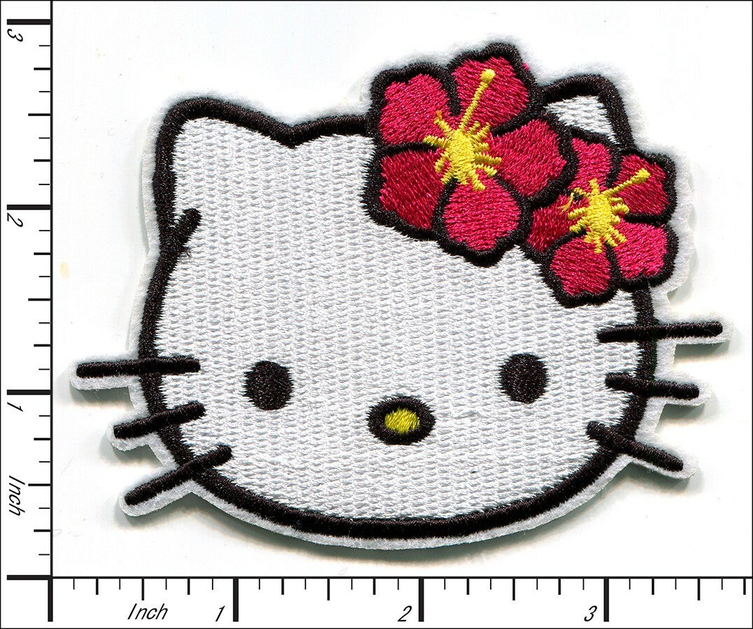 Hello Kitty hair flowers Logo Patch (4in x 3 Inch) Embroidered Iron Patch