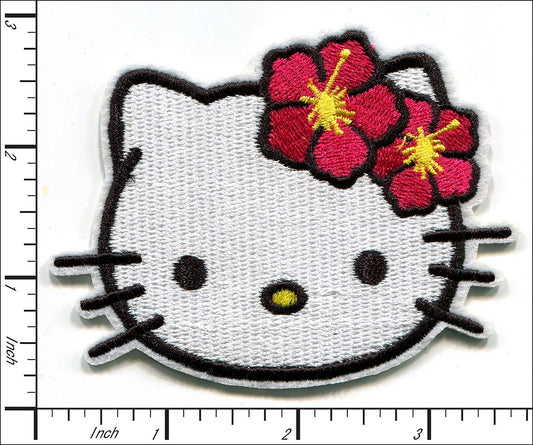 Hello Kitty hair flowers Logo Patch (4in x 3 Inch) Embroidered Iron Patch
