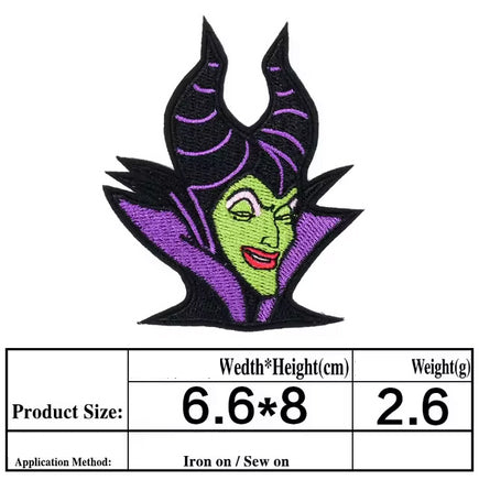 Maleficent Embroidered Patch, NEW 6.6cm by 8cm roughly