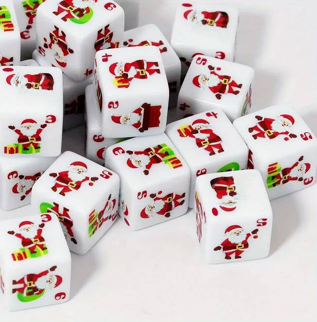 Santa Holiday Dice (a pair) Acrylic  - New  - Very fun and great holiday item