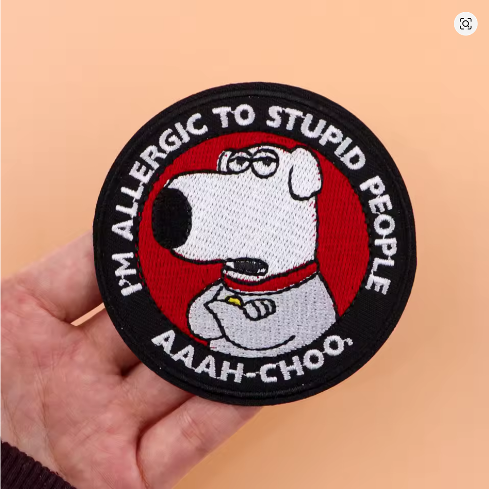Sar·casm  Brain - Family Guy 3 inch round Iron-on Patch NEW