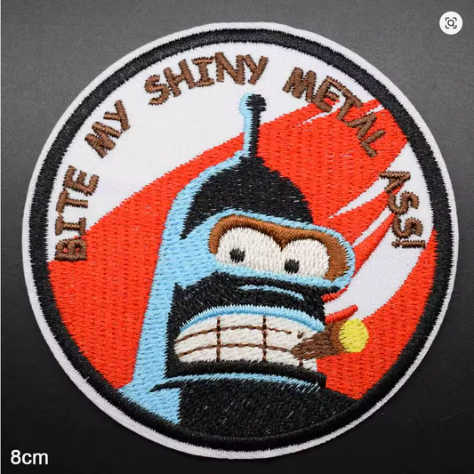 Bender - Bite my shiny..... Embroidered Patch, NEW 3 inch rouncd New