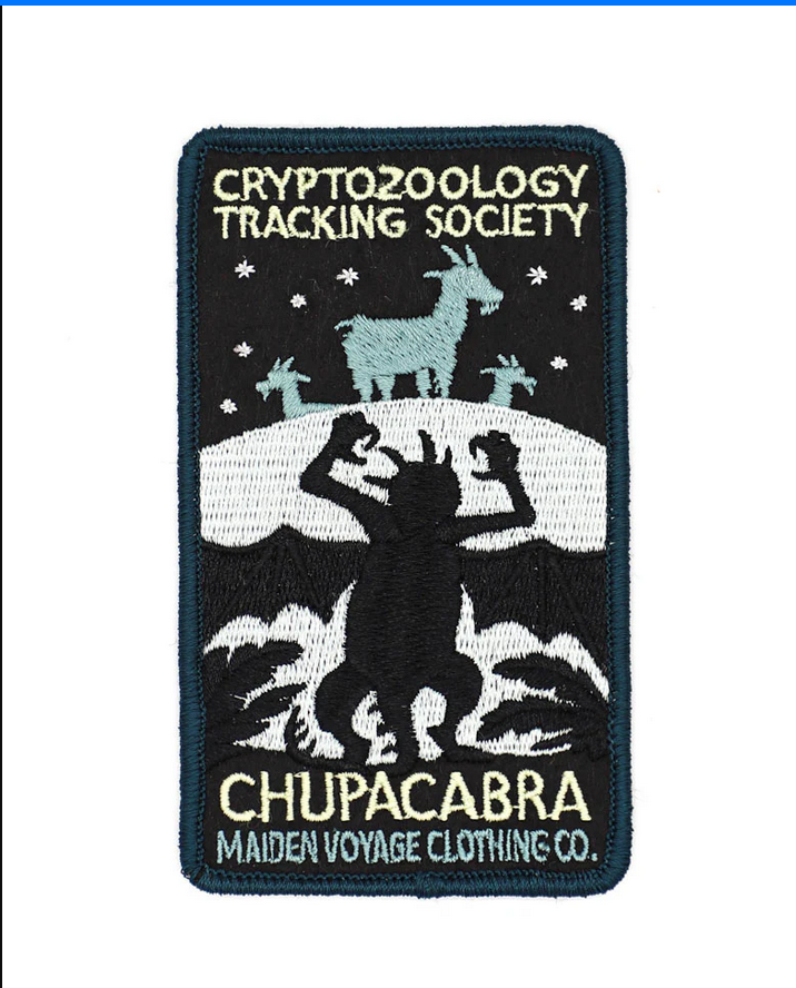 Cryptozoology Tracking Society - Chupacabra Embroidered Patch, NEW 4inch by 3inch