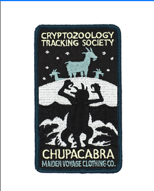 Cryptozoology Tracking Society - Chupacabra Embroidered Patch, NEW 4inch by 3inch