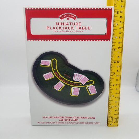 Holiday Time Miniature Blackjack Table Felt Lined Include Playing Cards - NIP