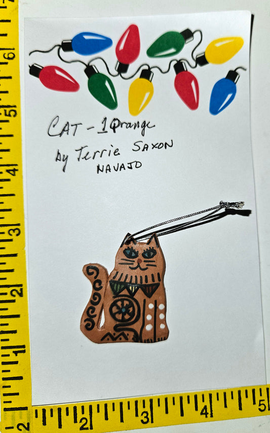 Christmas Cat - Ornament Cat-1 Navajo Orange