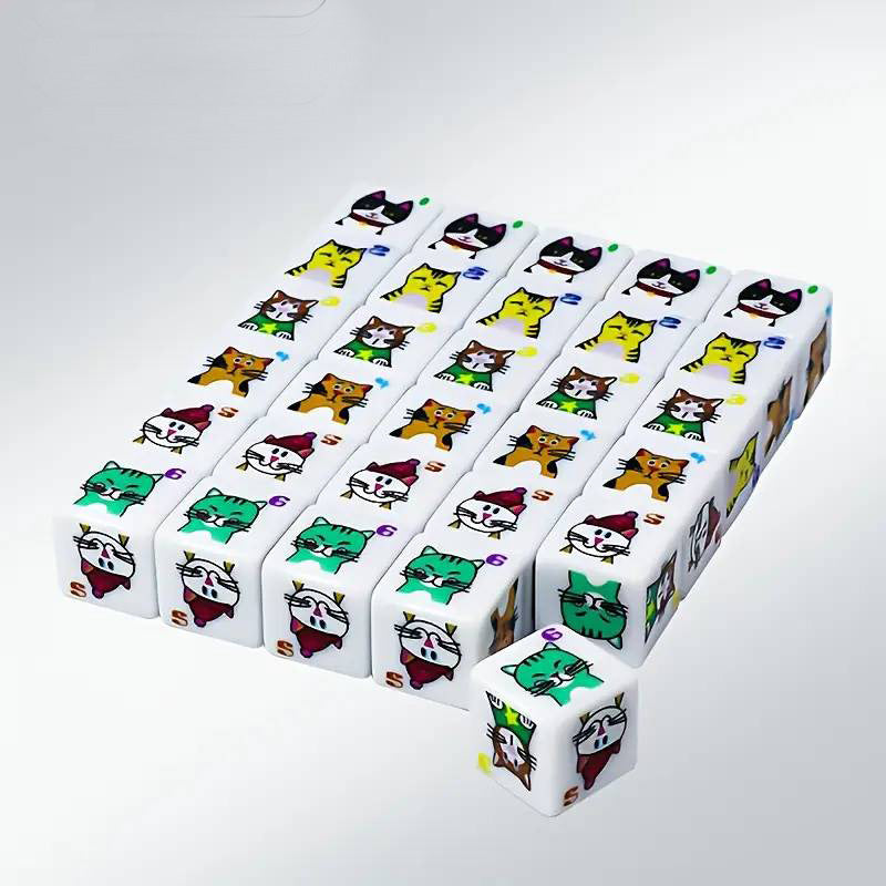 Cat Dice (a pair) Acrylic  - New  - Meowable Cute!