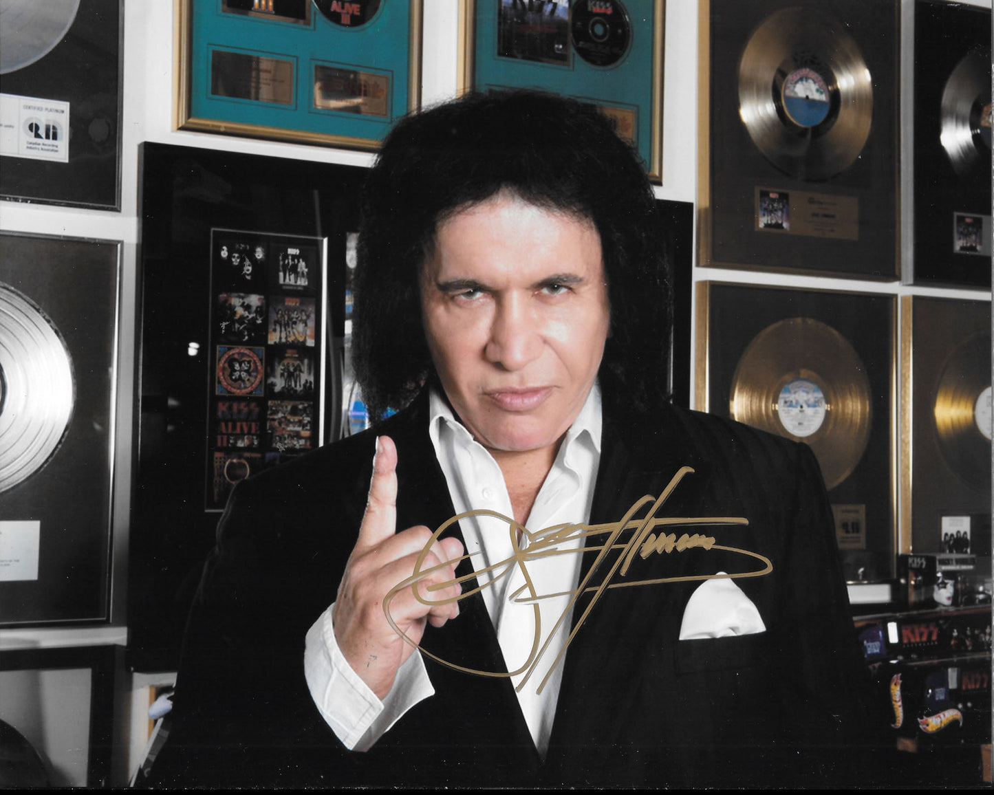 Gene Simmons  8in x 10in AUTOGRAPH Gold-sharpie