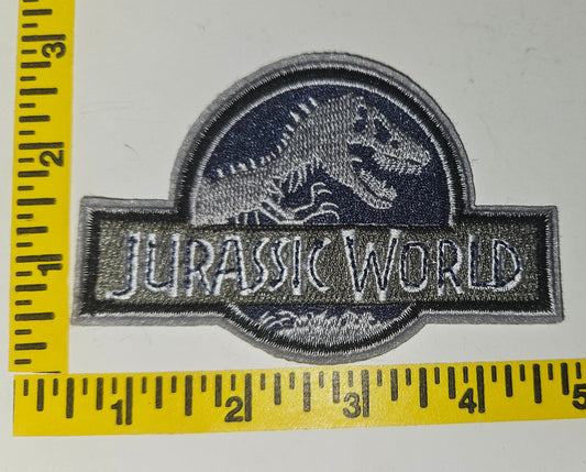 Jurassic World Logo Embroidered Patch, NEW GRAY/blue - JB Collection