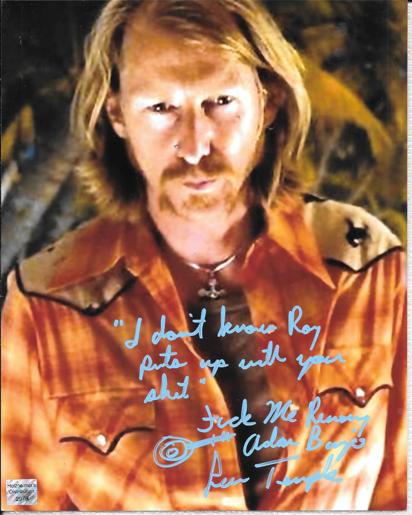 Lew Temple 8in x 10in AUTOGRAPH Photo with a quote - Blue-paint-sharpie