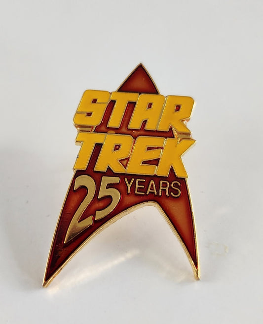 STAR TREK~ 25TH ANNIVERSARY RED ENAMEL CLOISONNE COMMAND LOGO PIN