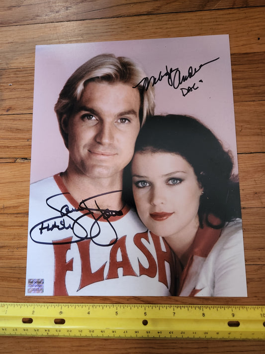 Sam Jones & Melody Anderson  8in x 10in AUTOGRAPH Photo The Flash Black-sharpie