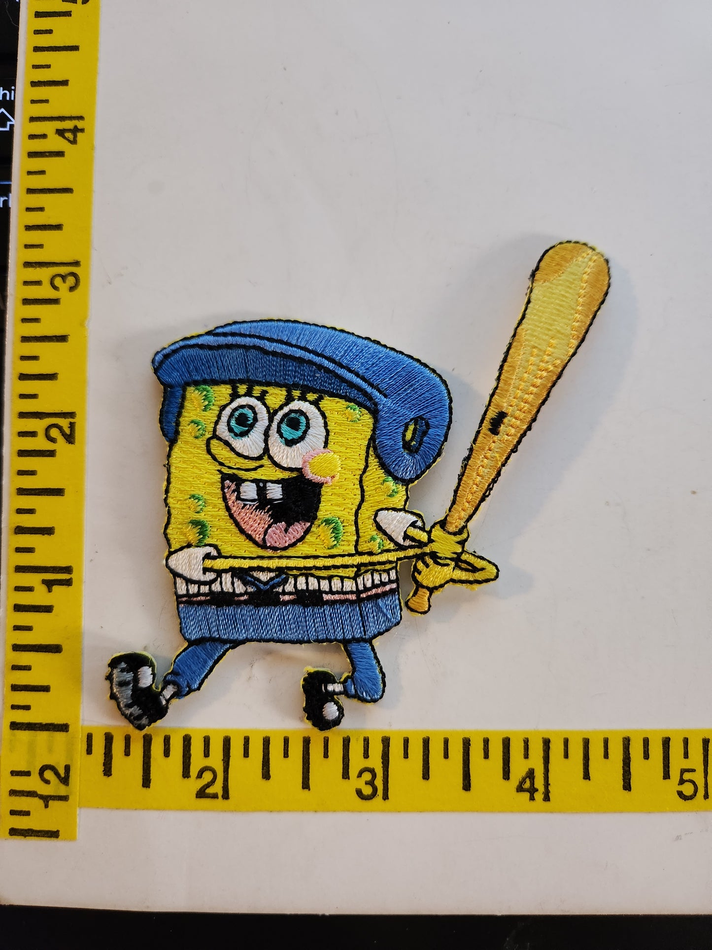 Spongebob as baseball player  Embroidered Patch, NEW 3.5inch by 4inch roughly