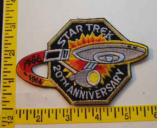 Star Trek - 20th Anniversary - Embroidered Patch, NEW 5inch by 3inch roughly cut out