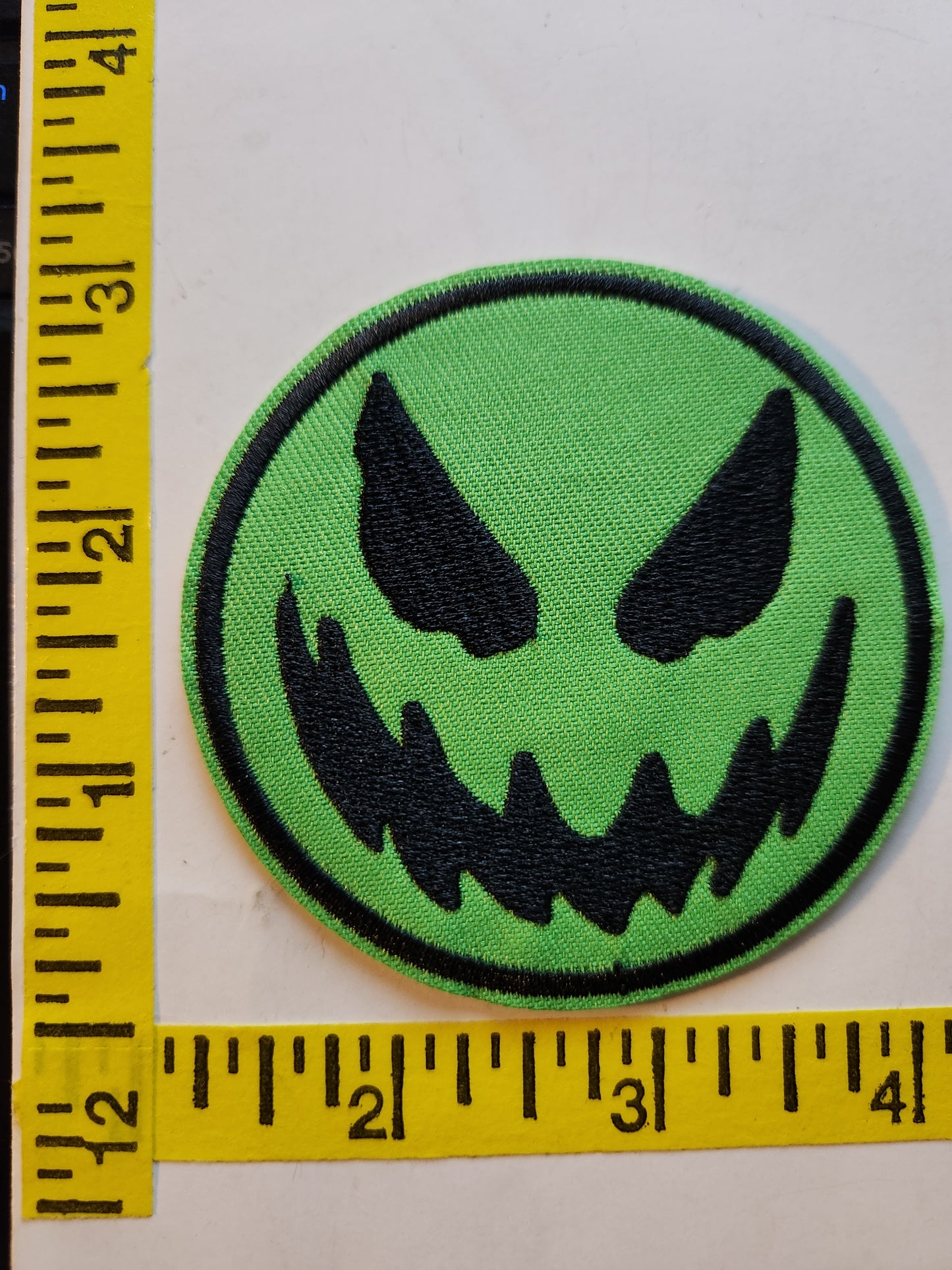 SMILING Face - green -  "nightmare" like Embroidered Patch, NEW 3inch roughly