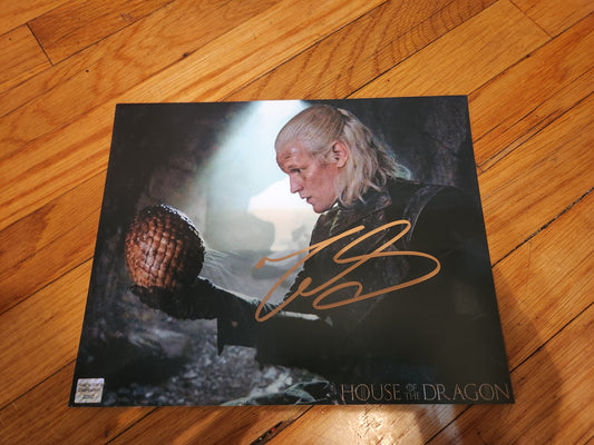 Matt Smith 8in x 10in AUTOGRAPH photo House of Dragon with DRAGON EGG gold-sharpie