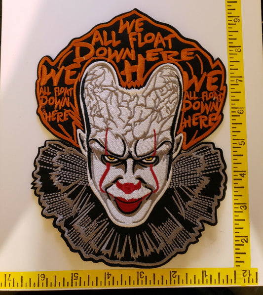 It Clown large - NEW 6inch across by 7 3/4 inch New Embroidered Iron on Patch