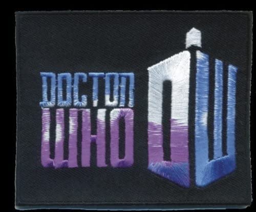 Tardis and Dr Who Logo Embroidered Patch, NEW Doctor Who 3.5 x 3 inches