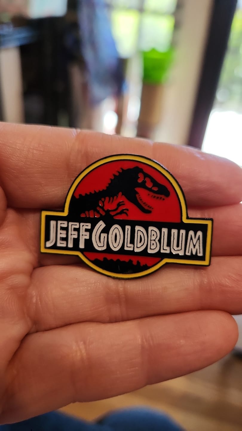 Jeff Goldblum pop culture take off of Jurassic Dinosaur - 1.3in x 1.7in roughly