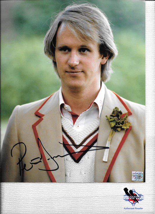 Peter Davison as"Dr Who" 8in x 10in AUTOGRAPH in Doctor Who black-sharpie