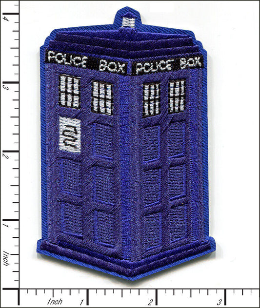 Doctor Who Police Box Embroidered Patch, NEW 4inch by 3inch roughly