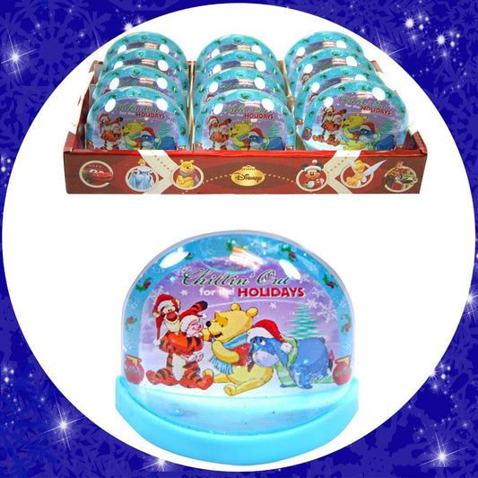 Disney Pooh and gang Lenticular Plastic Snowglobe  -  Cute Christmas Snowglobe