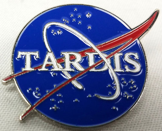 TARDIS and NASA Space Program Logos - Doctor Who TV Series Enamel Lapel Pin