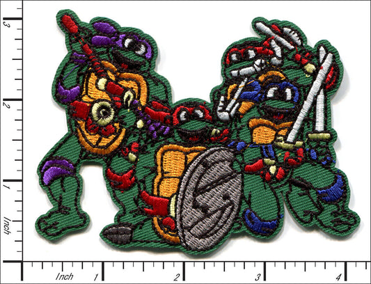 Teenage Mutant Ninja Turtle Smiling together Embroidered Patch, NEW 3inch by 4inch roughly